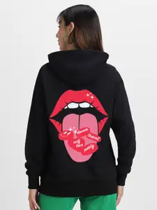 JUNEBERRY Women Printed Hooded Sweatshirt