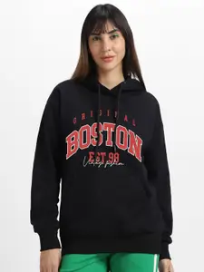 JUNEBERRY Women Printed Hooded Pullover Sweatshirt