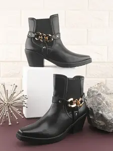 The Roadster Lifestyle Co Women Round Toe Mid-Top Block Heel Boots