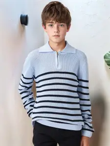Nautica Boys Half Zipper Striped Pullover