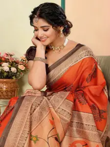 KALINI Ethnic Motifs Woven Design Zari Baluchari Saree