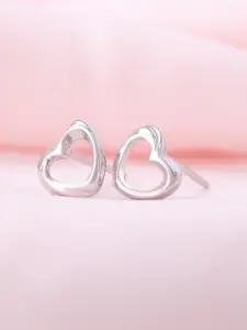 Zavya 925 Sterling Silver Rhodium-Plated Heart Gleam Earrings