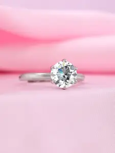 Zavya 925 Sterling Silver Solitaire Rhodium Plated Ring