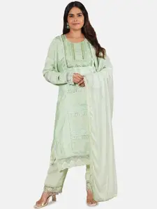 MOZAFIA Floral Embroidered Sequinned Unstitched Dress Material