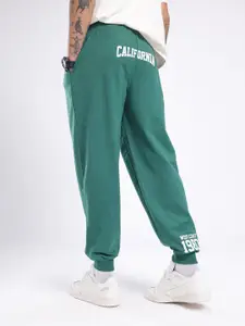 glitchez Men Cotton Terry Typography Printed Relaxed Fit Joggers