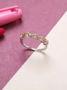 Mia by Tanishq Champagne Sparkler 92.5 Sterling Silver Cubic Zirconia Finger Ring