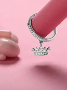 Mia by Tanishq 92.5 Sterling Silver CZ Studded Glam Queen Finger Ring