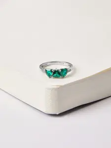 Mia by Tanishq 92.5 Sterling Silver Cubic Zirconia Studded Lush Spark Finger Ring