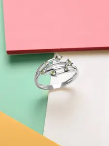 Mia by Tanishq 92.5 Sterling Silver CZ Studded Playful Petals Finger Ring