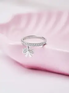 Mia by Tanishq Bling Bow 92.5 Sterling Silver CZ Studded Finger Ring