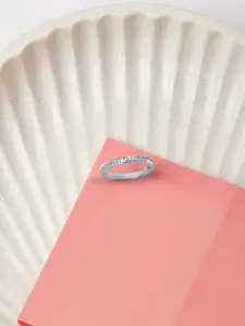 Mia by Tanishq Quietly Glamorous 92.5 Sterling Silver Cubic Zirconia Studded Finger Ring