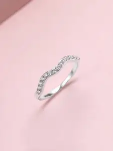 Mia by Tanishq Dazzling Wave 92.5 Sterling Silver CZ Studded Finger Ring