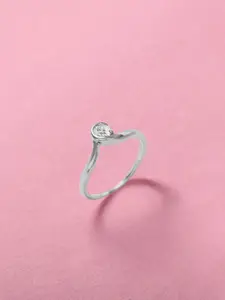 Mia by Tanishq Curved Elegance 92.5 Sterling Silver Cubic Zirconia Studded Finger Ring