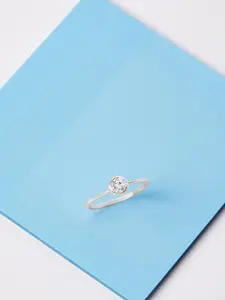 Mia by Tanishq 92.5 Sterling Silver Cubic Zirconia Dainty Classic Silver Finger Ring
