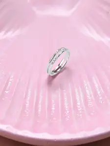 Mia by Tanishq 92.5 Sterling Silver Cubic Zirconia Studded Dual Glam Finger Ring