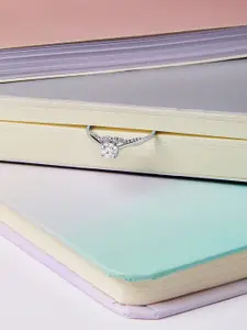 Mia by Tanishq Sleek Bling 92.5 Sterling Silver Cubic Zirconia Studded Finger Ring