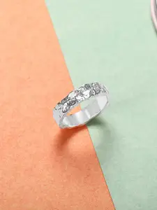 Mia by Tanishq 92.5 Sterling Silver-Plated Cubic Zirconia Studded Natural Flow Finger Ring