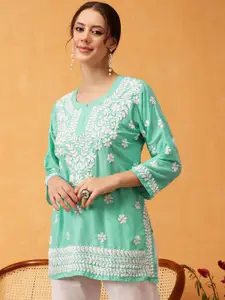 ADA Women Floral Embroidered Thread Work Thread Work Kurti