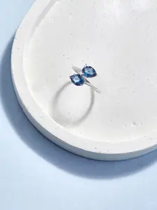 Mia by Tanishq 925 Sterling Silver Silver-Plated Quartz Studded Finger Ring