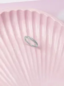 Mia by Tanishq 92.5 Sterling Sliver-Plated CZ Studded Glitz Shine Finger Ring