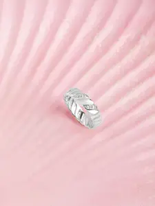 Mia by Tanishq 92.5 Sterling Silver-Plated Minimalist Groove Finger Ring