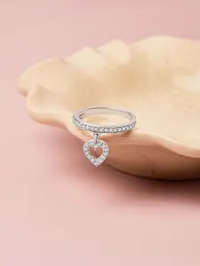 Mia by Tanishq 925 Sterling Silver-Plated CZ-Studded Icy Heart Finger Ring