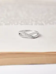 Mia by Tanishq 92.5 Sterling Silver-Plated CZ-Studded Sparkling Infinity Finger Ring