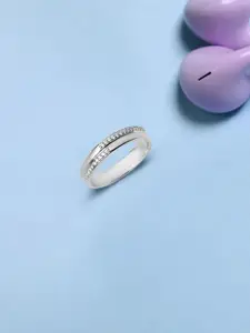 Mia by Tanishq 925 Sterling Silver-Plated CZ-Studded Finger Ring