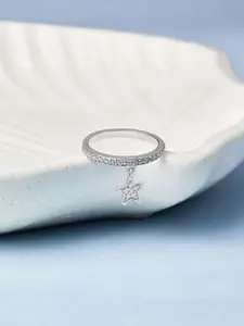 Mia by Tanishq 92.5 Sterling Silver-Plated CZ Studded Twinkle Charm Finger Ring