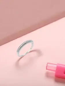 Mia by Tanishq Glitzy Glow 92.5 Sterling Silver Plated CZ Stone Studded Finger Ring