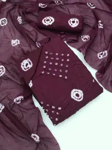KALINI Bandhani Dyed Pure Cotton Unstitched Dress Material