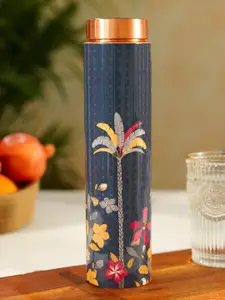 JAYPORE Blue & Red Copper Floral Printed Water Bottle