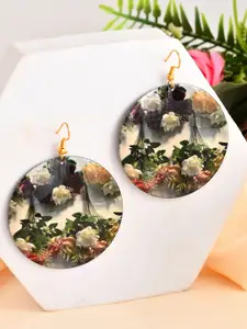 Silvermerc Designs Silvermerc Floral Printed Circular Shaped Drop Earrings