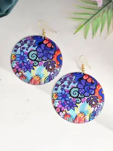 Silvermerc Designs Floral Patterned Circular Drop Earrings