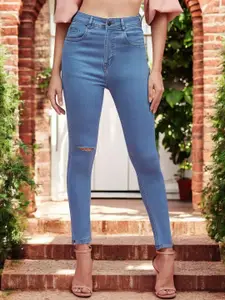DressBerry Women Skinny Fit High-Rise Slash Knee Stretchable Jeans