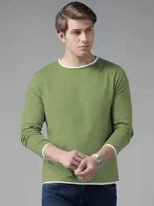 AUSK Men Pack Of 2 Solid Round Neck Cotton T-shirts