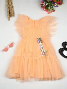 BAESD Girls Flutter Sleeves Fit & Flare Dress