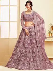 LADY SHOPI Embroidered Beads and Stones Semi-Stitched Lehenga & Blouse With Dupatta