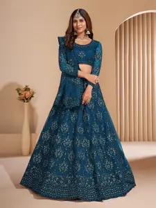 LADY SHOPI Embroidered Beads and Stones Semi-Stitched Lehenga & Blouse With Dupatta