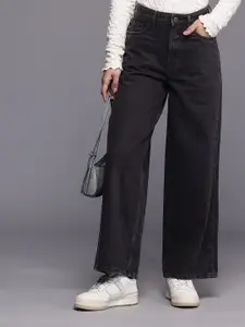 Allen Solly Woman Pure Cotton Wide Leg Light Fade Jeans