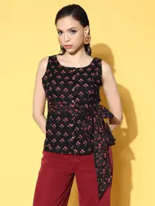 BAESD Women Floral Print Applique Pure Cotton Top