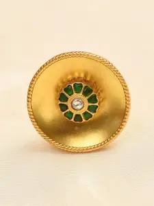JAYPORE Gold-Plated Sterling Silver Kundan Stones Studded Finger Ring