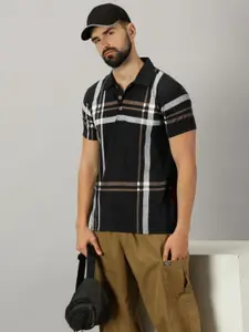 AUSK Men Checked Polo Collar Cotton T-shirt
