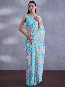 Saree mall Abstract Printed Embellished Saree With Blouse Piece
