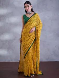 Saree mall Abstract Printed Beads and Stones Sarees
