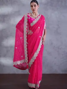 Saree mall Bandhani Printed Embroidered Bandhani Sarees