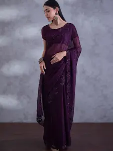 Saree mall Embellished Sequinned Poly Chiffon Sarees