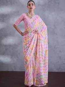 Saree mall Abstract Printed Embellished Saree With Blouse Piece