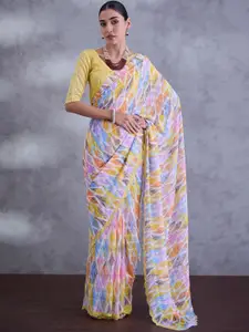 Saree mall Abstract Printed Embellished Saree With Blouse Piece