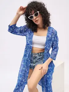 DressBerry Floral Printed Party Longline Open Front Shrug